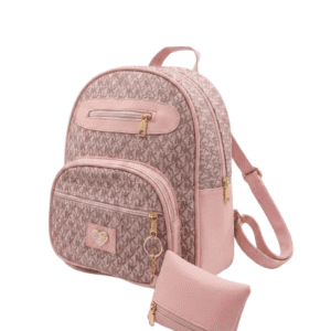 Mochila Monograma Rosa Pastel con Detalle Corazón