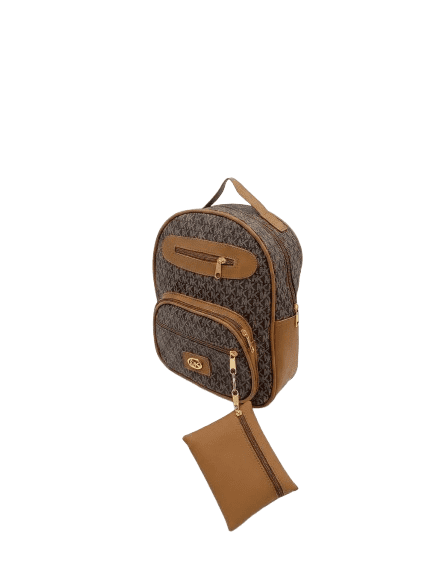 Mochila Casual Monograma Marrón con Monedero