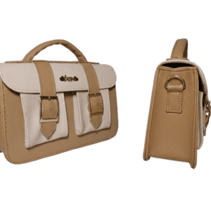 Bolso de Mano Camel con Solapa Grabada